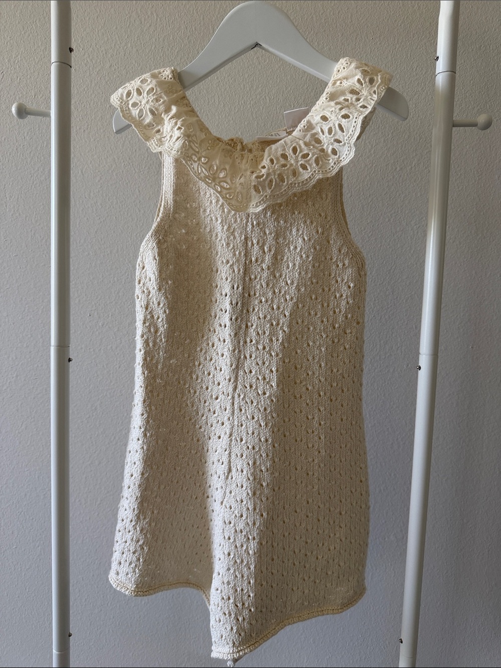 ZARA Cream Eyelet Crochet Top